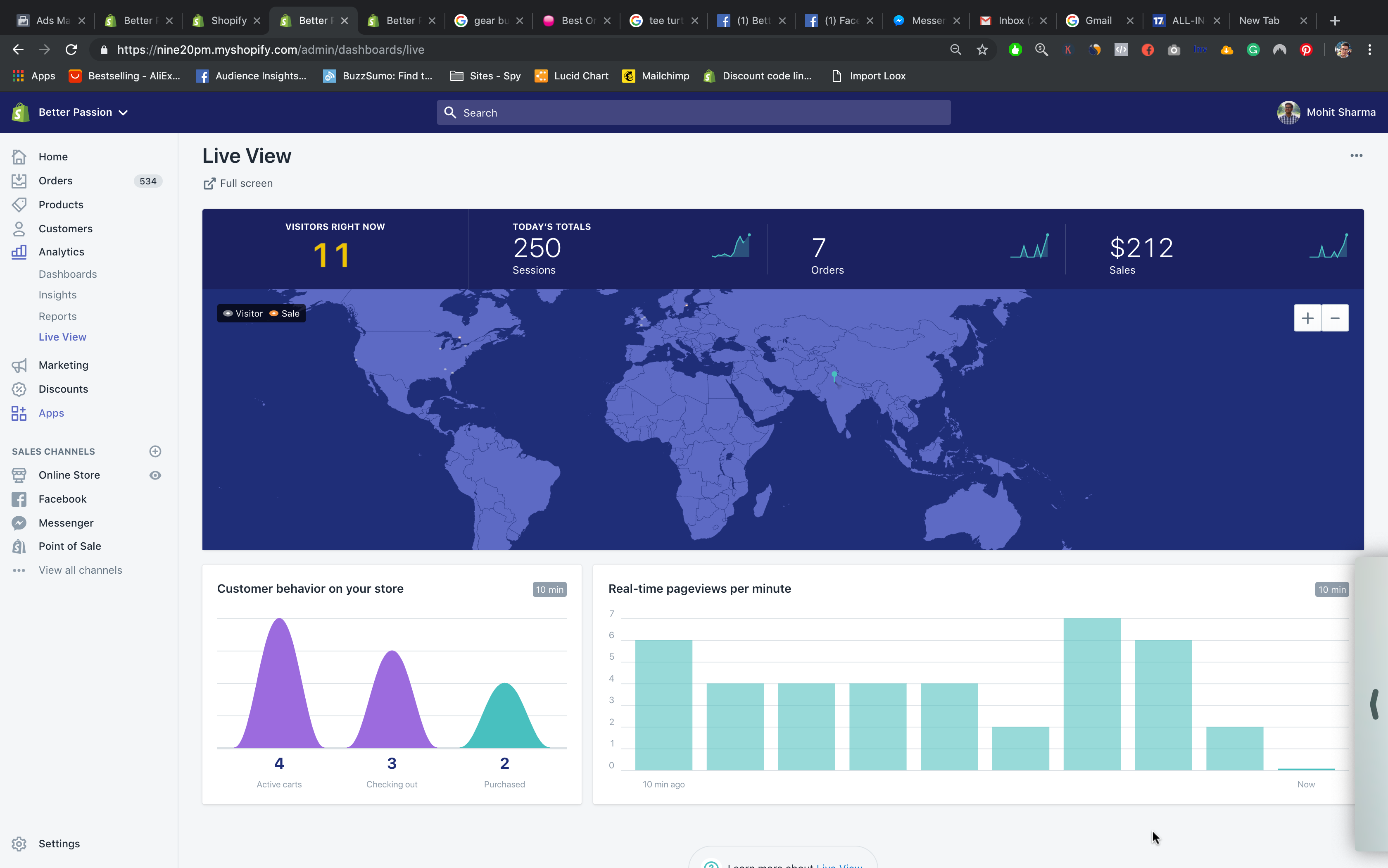 The Better Passion Shopify live operations dashboard in 2019